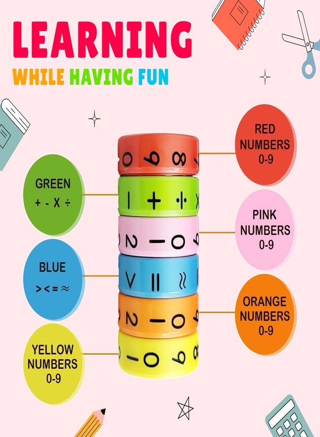 Homeaura Magnetic Arithmetic Learning Toy for Kids | Educational Maths Game for Ages 7 to 10 | Colorful Magnetic Building Blocks for Addition, Subtraction, Multiplication, and Division (1 Set 6 pcs) - Image 4